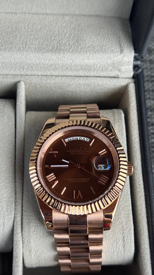 Chocolate Roman Dial PerpetualDay Rose Gold