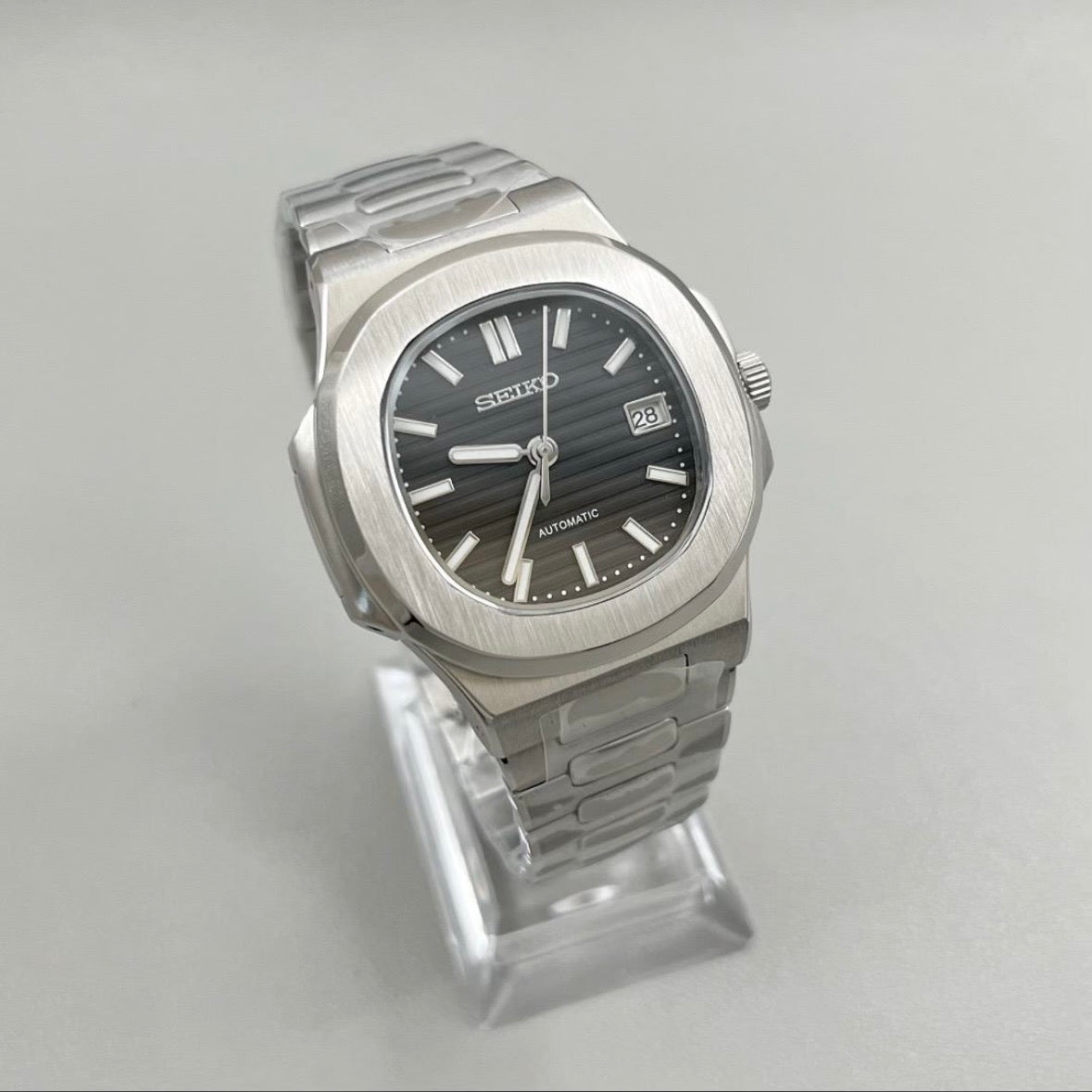 Black Open Heart Perpetual Nautilus Stainless Steel