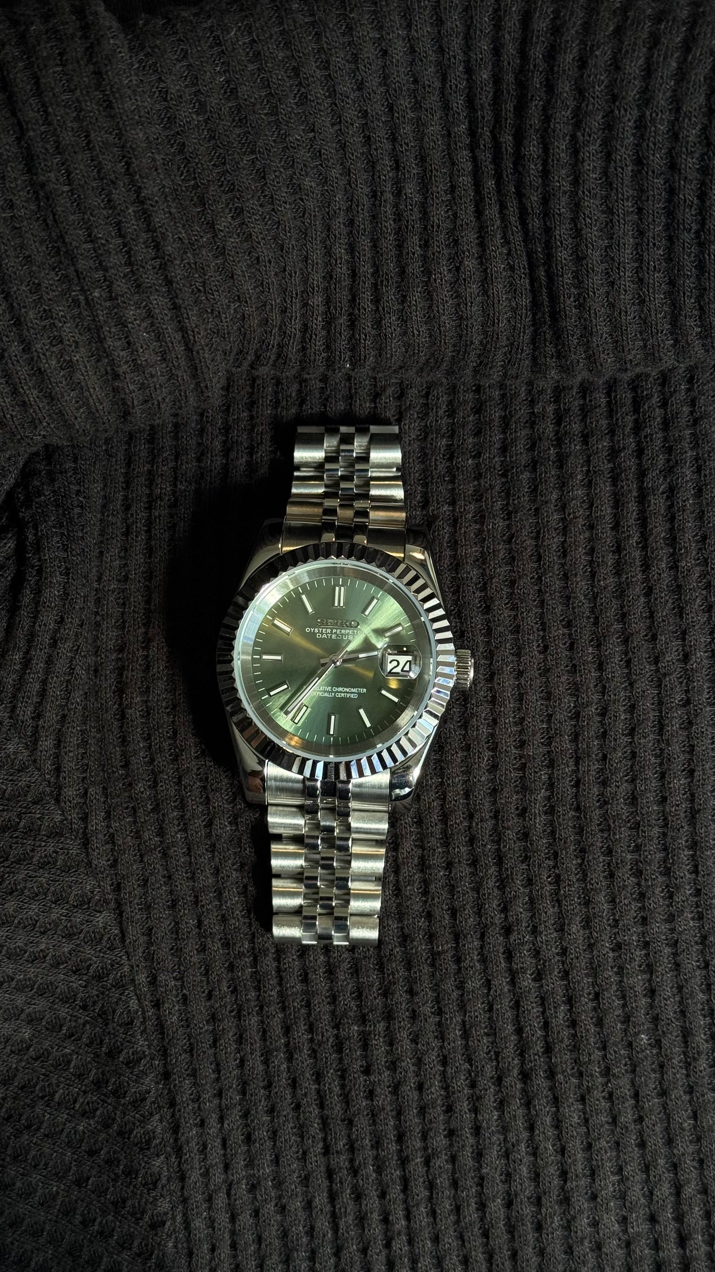 Classic Olive Green Perpetual SeikoJust Stainless Steel