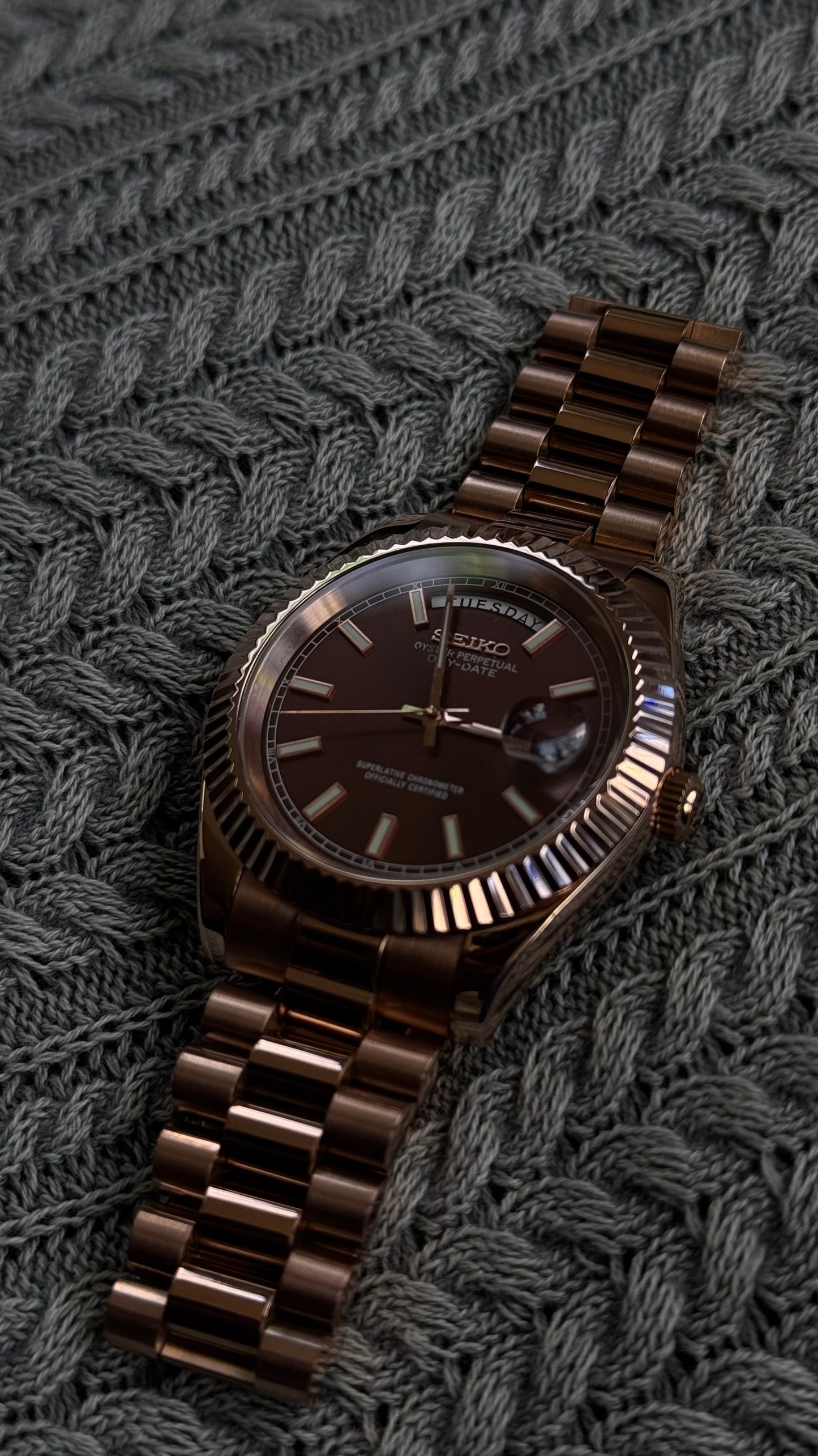 Chocolate Dial Perpetual SeikoDay Rose Gold