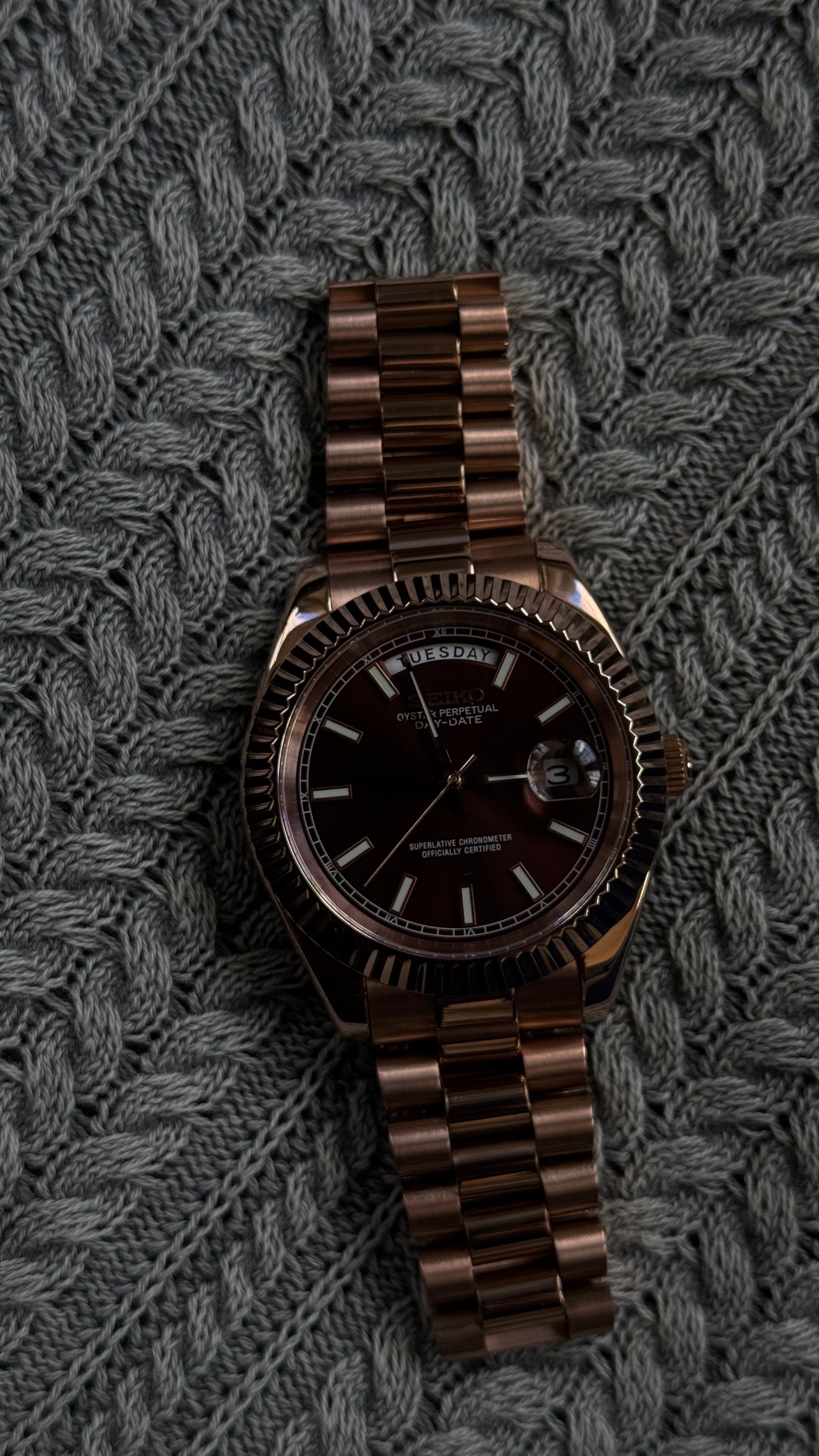 Chocolate Dial Perpetual SeikoDay Rose Gold