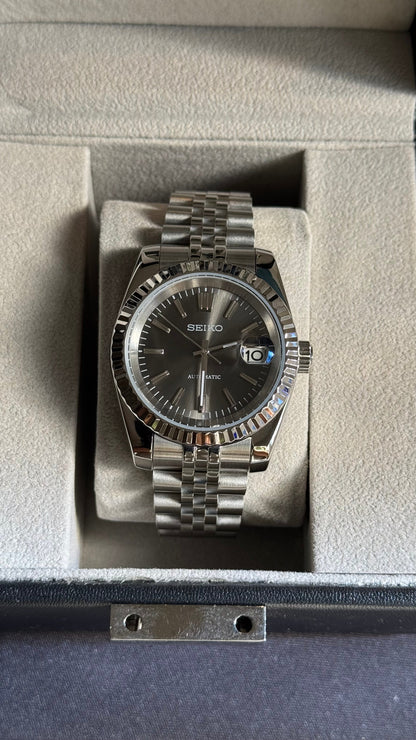 Thick Baton Platinum Dial PerpetualDate Stainless Steel