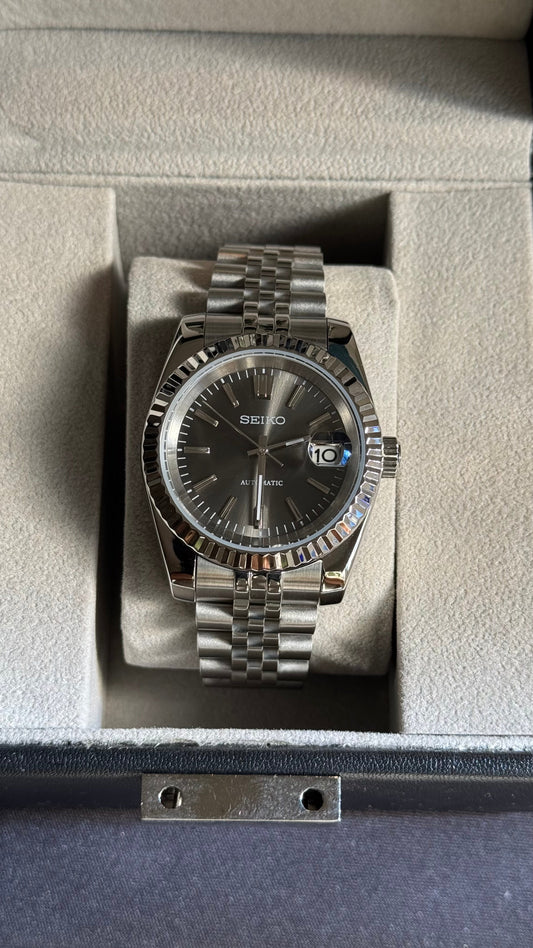 Thick Baton Platinum Dial PerpetualDate Stainless Steel