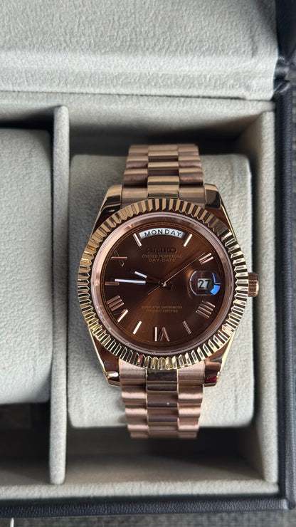 Chocolate Roman Dial PerpetualDay Rose Gold