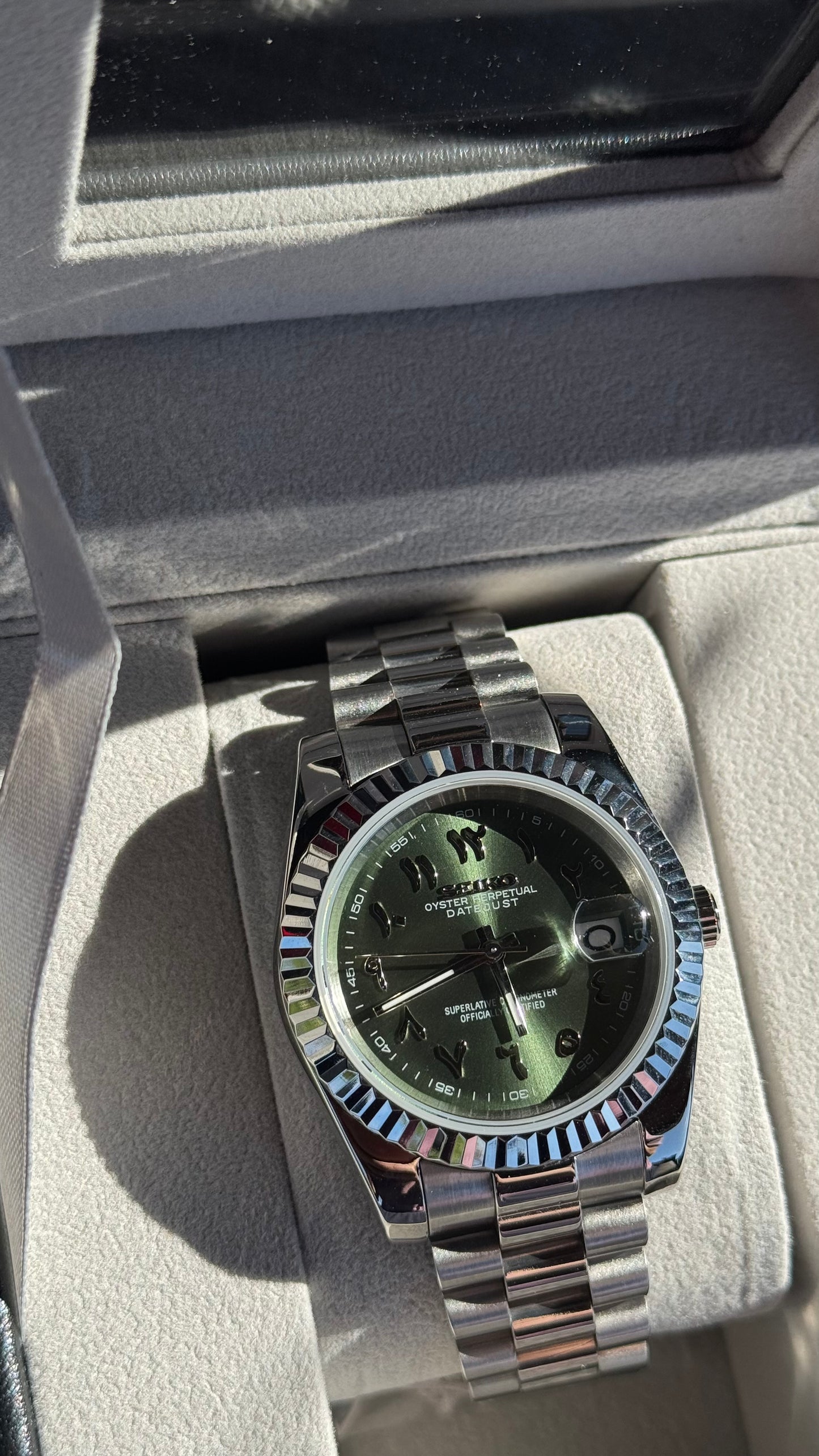 Olive Green Arabic Dial PerpetualDate Stainless Steel