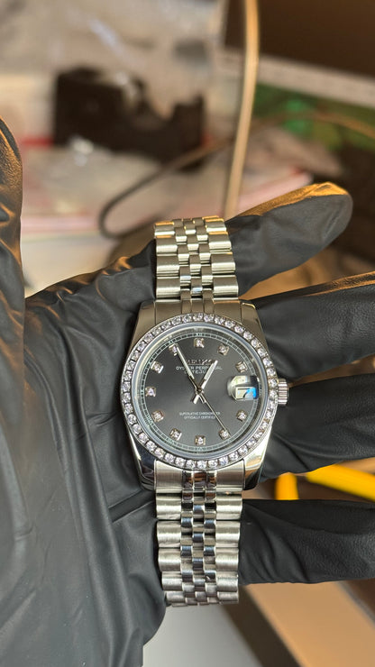 Shadow Diamond Dial Perpetual SeikoJust Diamond Bezel Stainless Steel