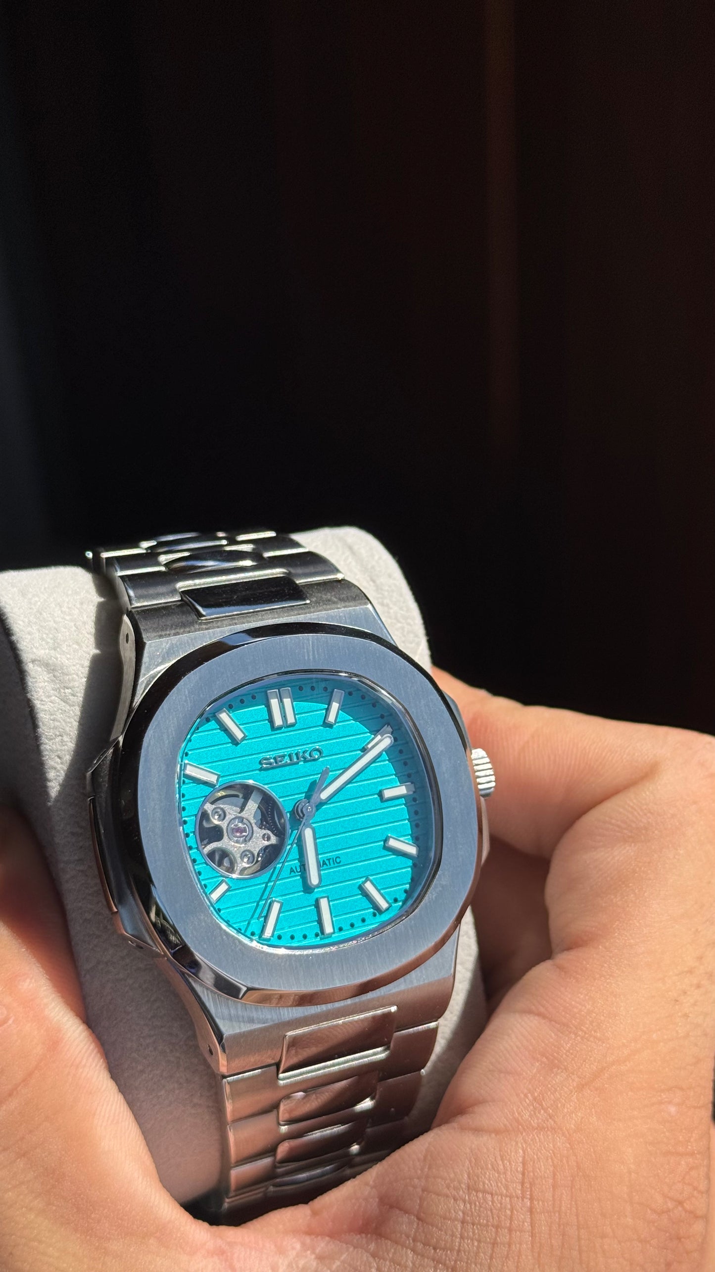 Tiffany Blue Open Heart Perpetual Nautilus Stainless Steel