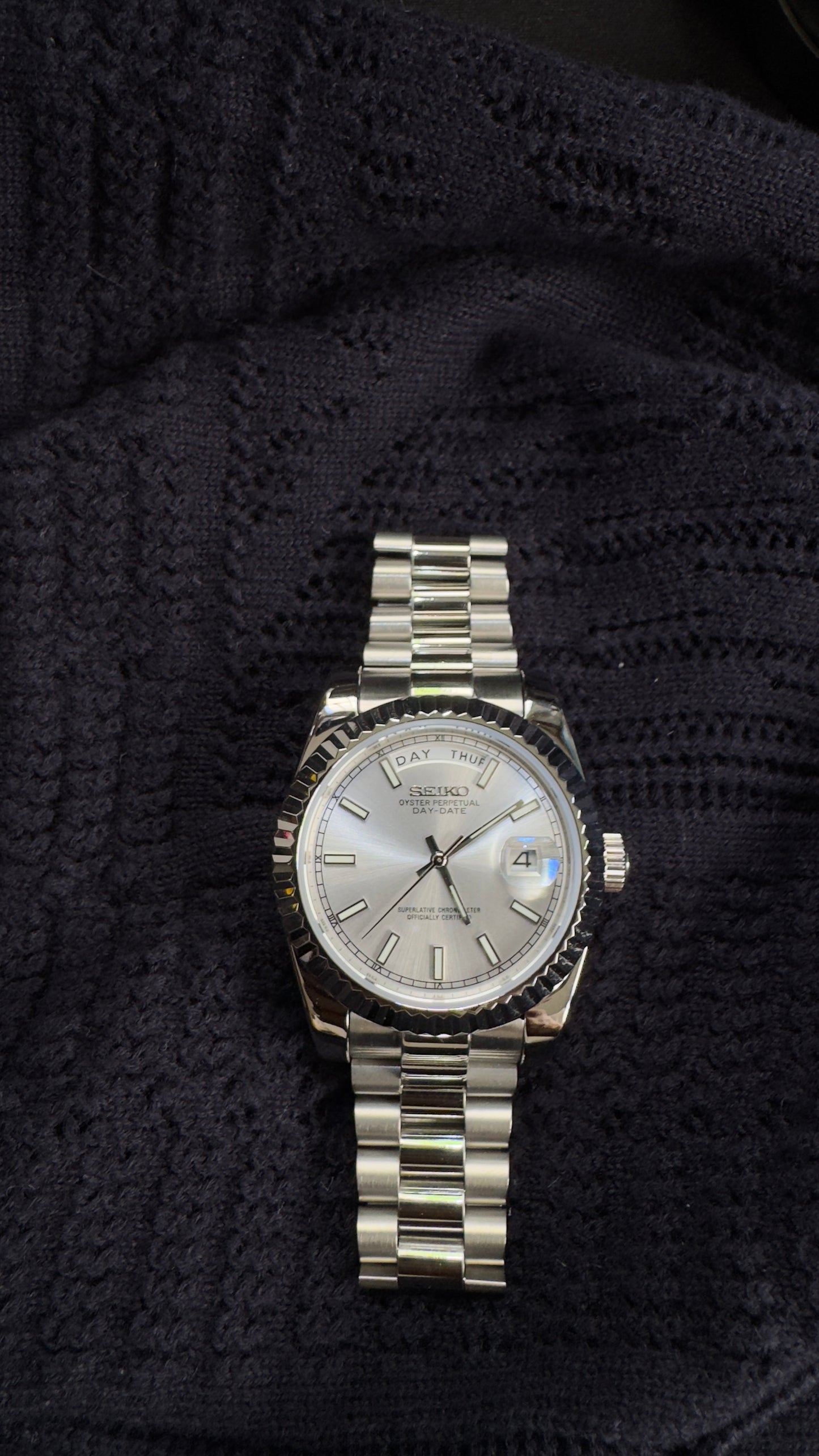 Snow White Perpetual SeikoDay Stainless Steel