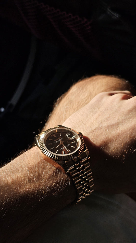 Chocolate Dial Perpetual SeikoJust Rose Gold