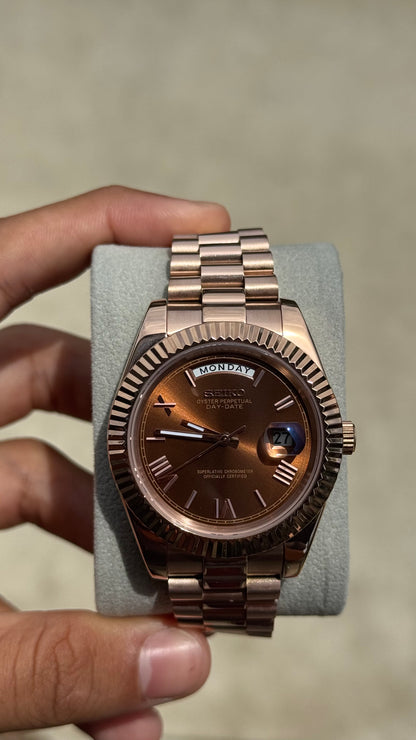 Chocolate Roman Dial PerpetualDay Rose Gold