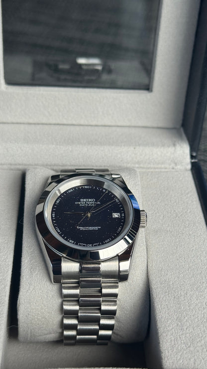 Starry Night PerpetualDate Stainless Steel Smooth Bezel