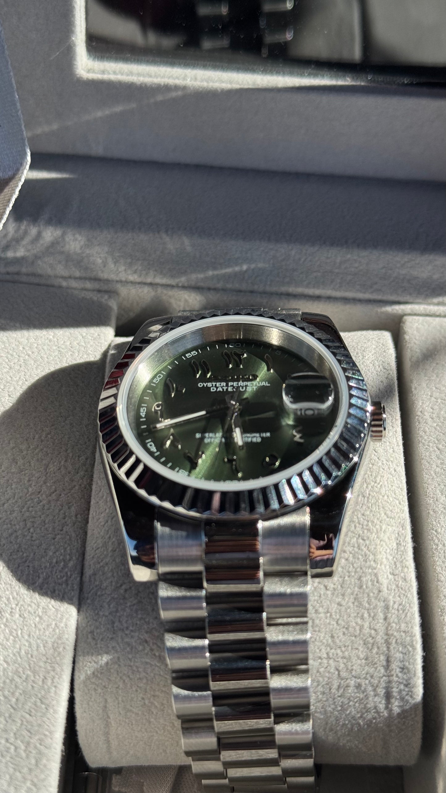 Olive Green Arabic Dial PerpetualDate Stainless Steel