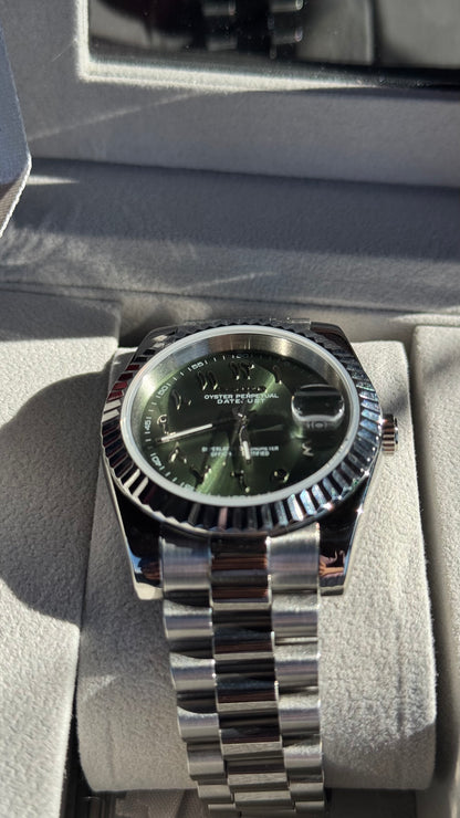 Olive Green Arabic Dial PerpetualDate Stainless Steel