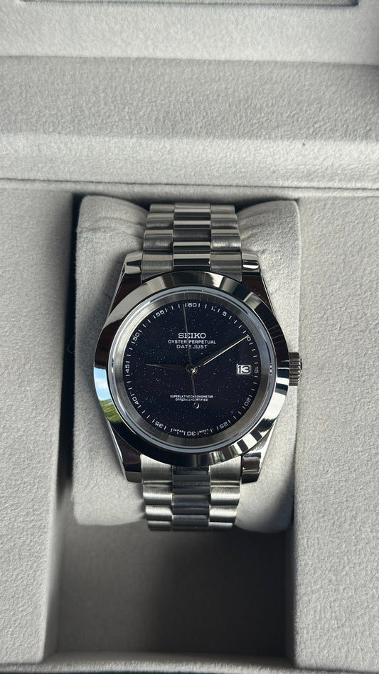 Starry Night PerpetualDate Stainless Steel Smooth Bezel