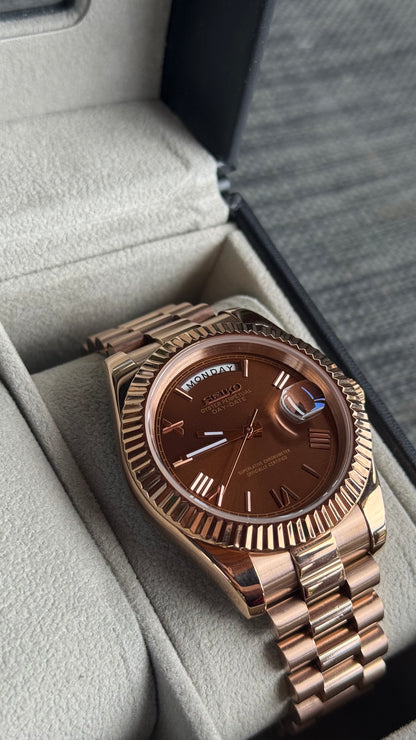 Chocolate Roman Dial PerpetualDay Rose Gold