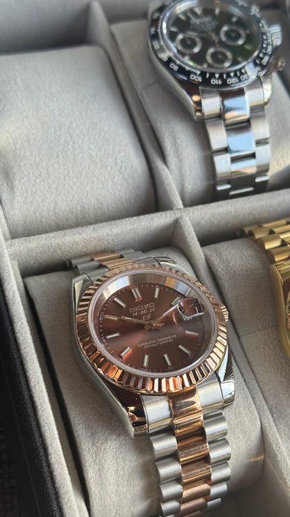 Custom S.F Chocolate Dial PerpetualDate Two Tone Rose Gold