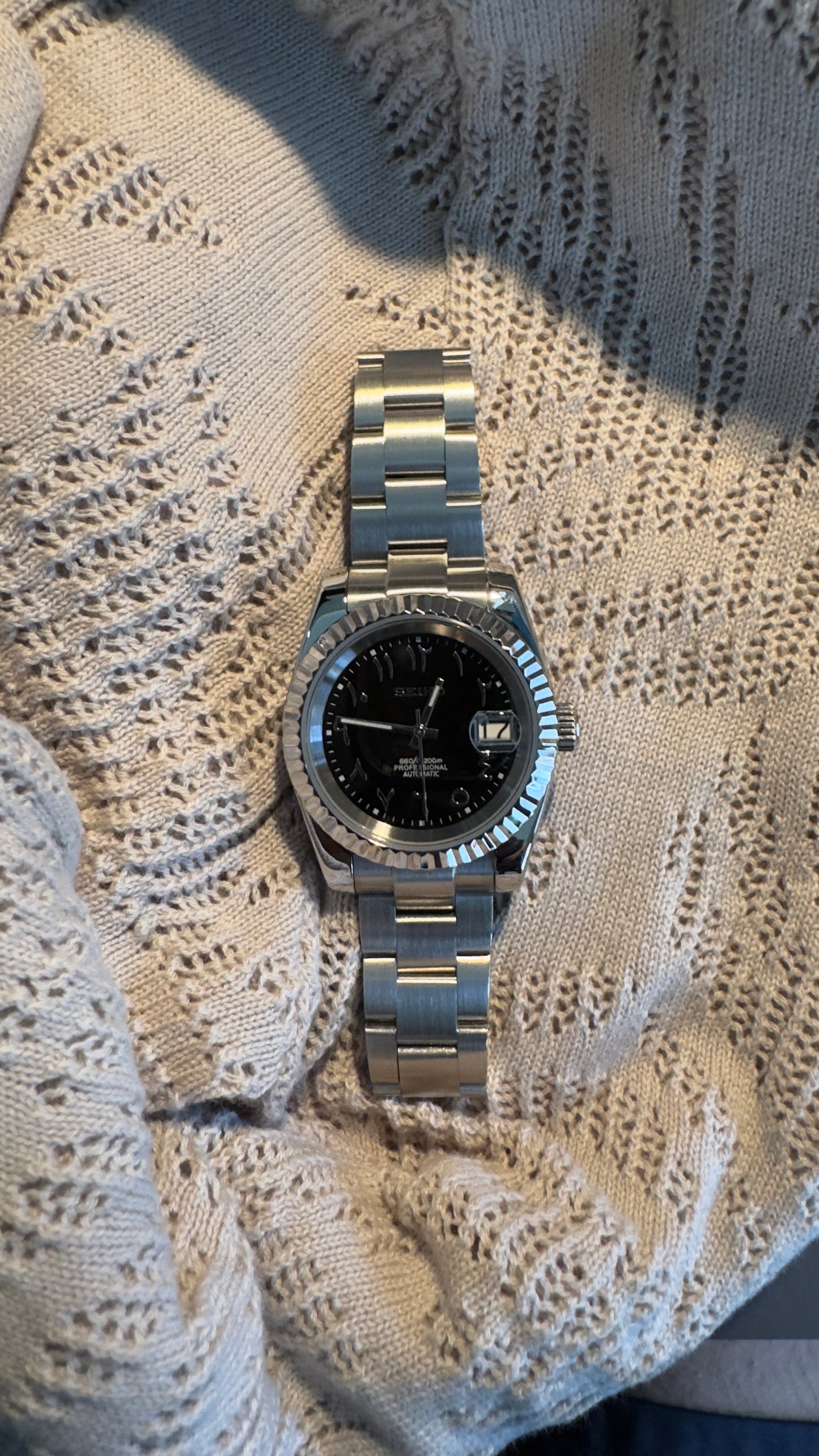 Classic Black Arabic Dial Perpetual SeikoJust