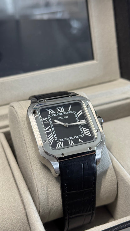 Black Dial Perpetual Santos Stainless Steel