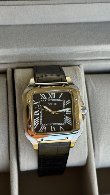 Black Dial Perpetual Santos Stainless Steel