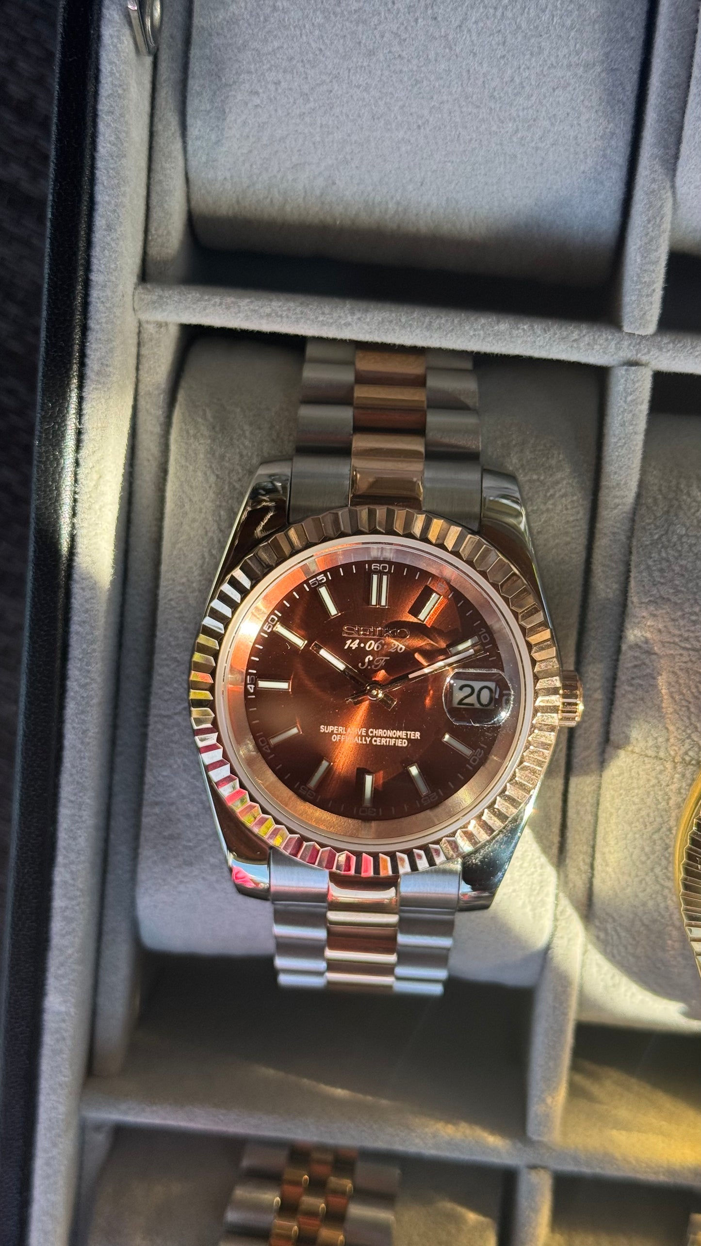 Custom S.F Chocolate Dial PerpetualDate Two Tone Rose Gold