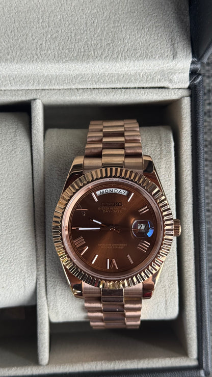 Chocolate Roman Dial PerpetualDay Rose Gold
