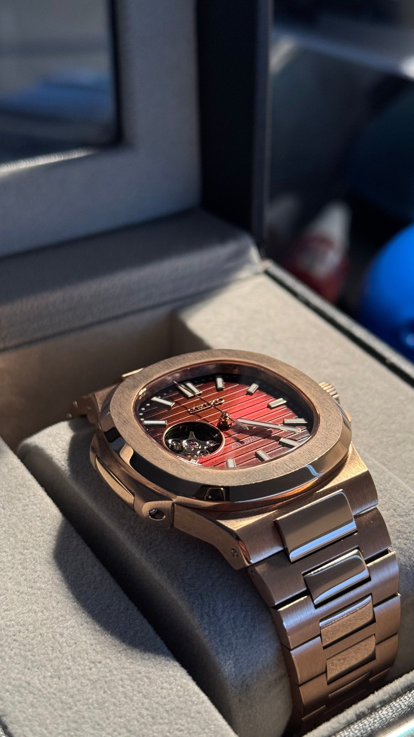 Open Heart Chocolate Perpetual Nautilus Rose Gold