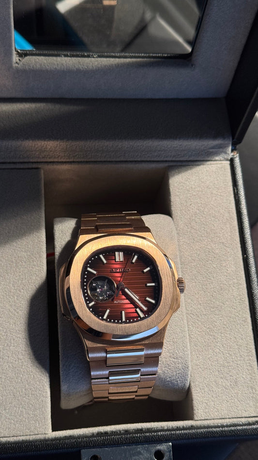 Open Heart Chocolate Perpetual Nautilus Rose Gold