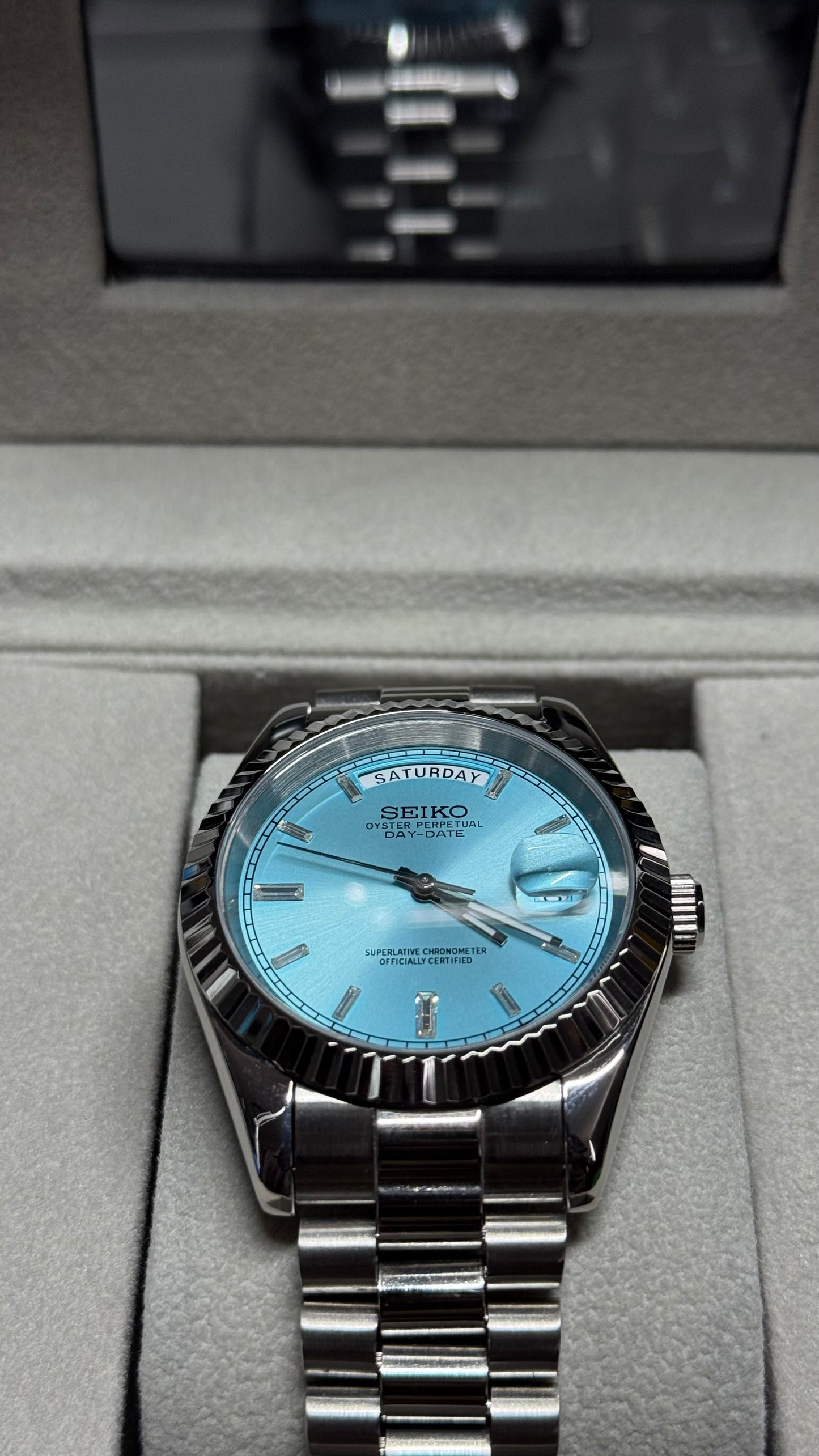 Ice Blue Diamond Dial PerpetualDay Stainless Steel