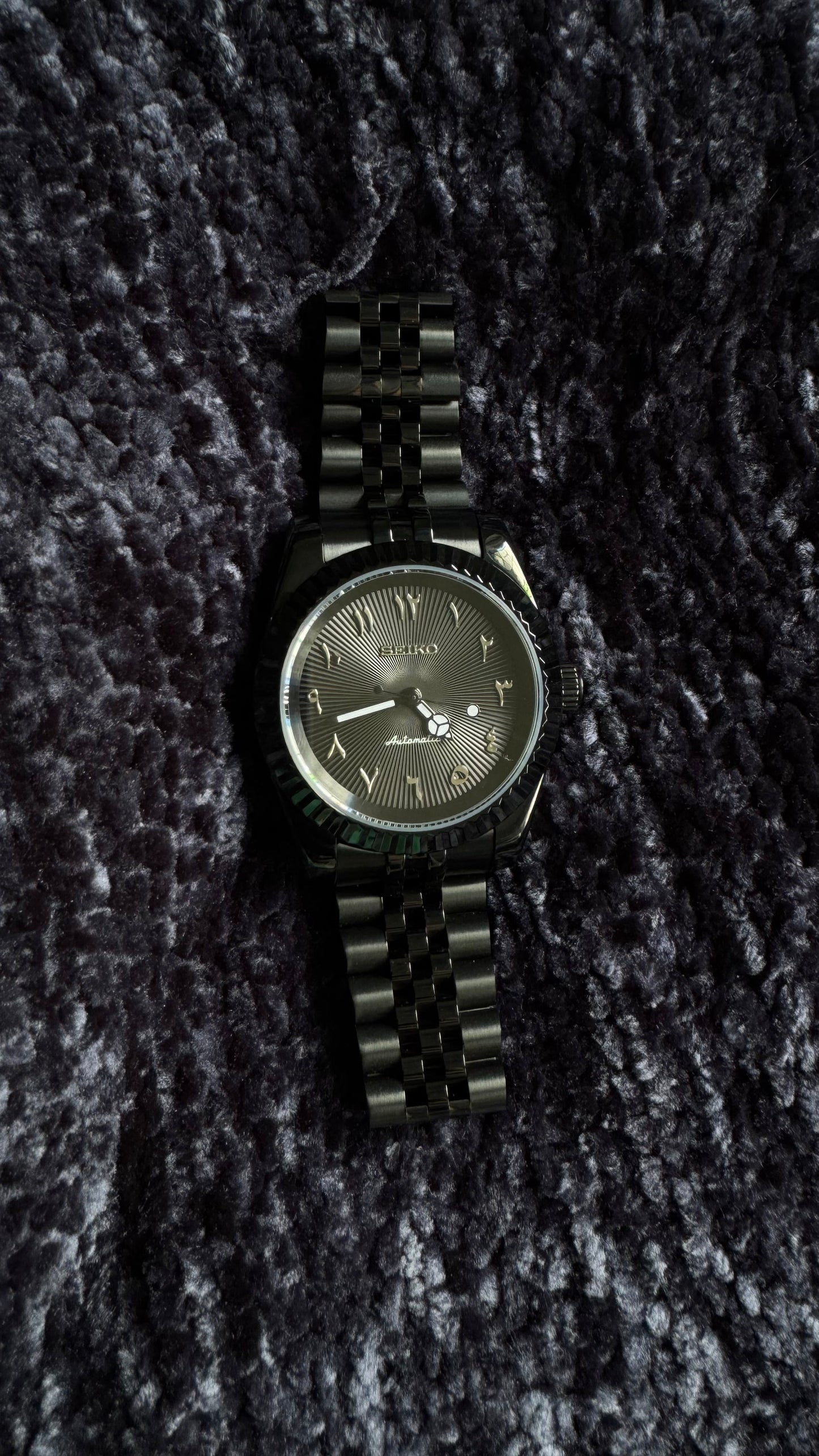 Blacked Out Textured Arabic Dial PerpetualNoDate