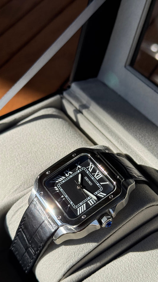 Black Dial Perpetual Santos Stainless Steel