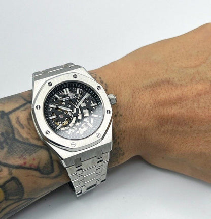 Black Skeleton Dial Perpetual Oak Stainless Steel