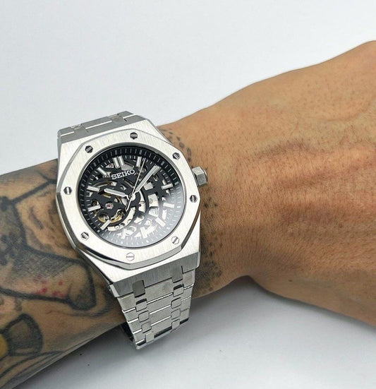 Black Skeleton Dial Perpetual Oak Stainless Steel