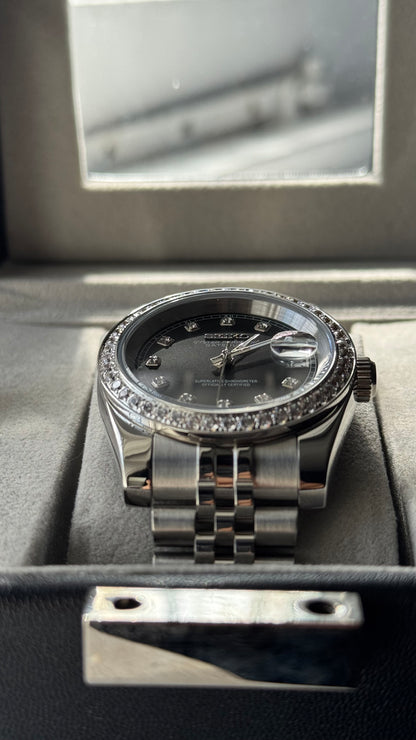 Shadow Diamond Dial Perpetual SeikoJust Diamond Bezel Stainless Steel