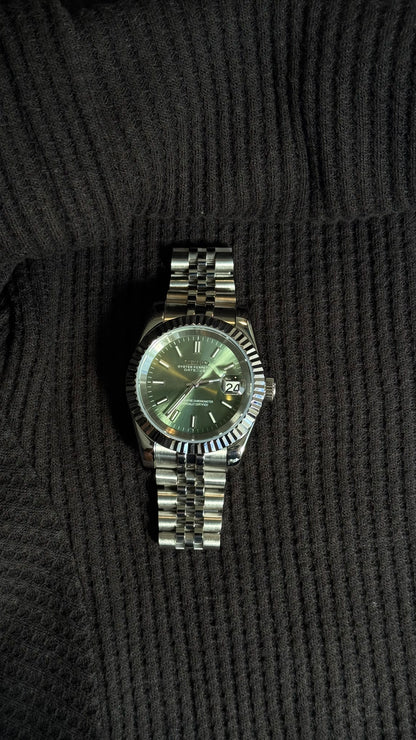 Classic Olive Green Perpetual SeikoJust Stainless Steel