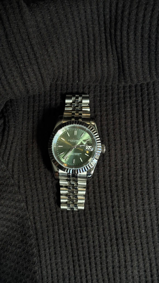 Classic Olive Green Perpetual SeikoJust Stainless Steel