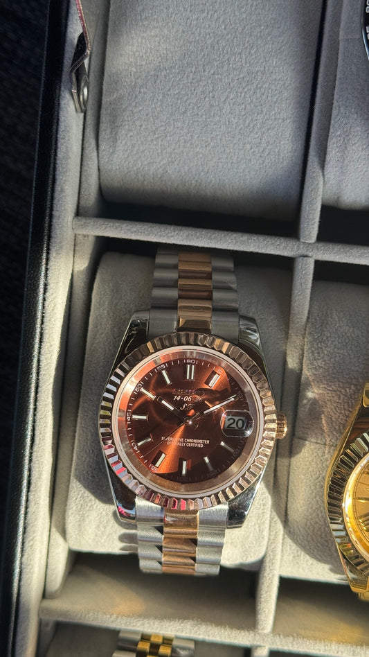 Custom S.F Chocolate Dial PerpetualDate Two Tone Rose Gold
