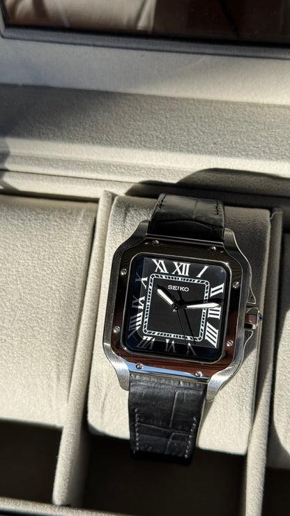 Black Dial Perpetual Santos Stainless Steel