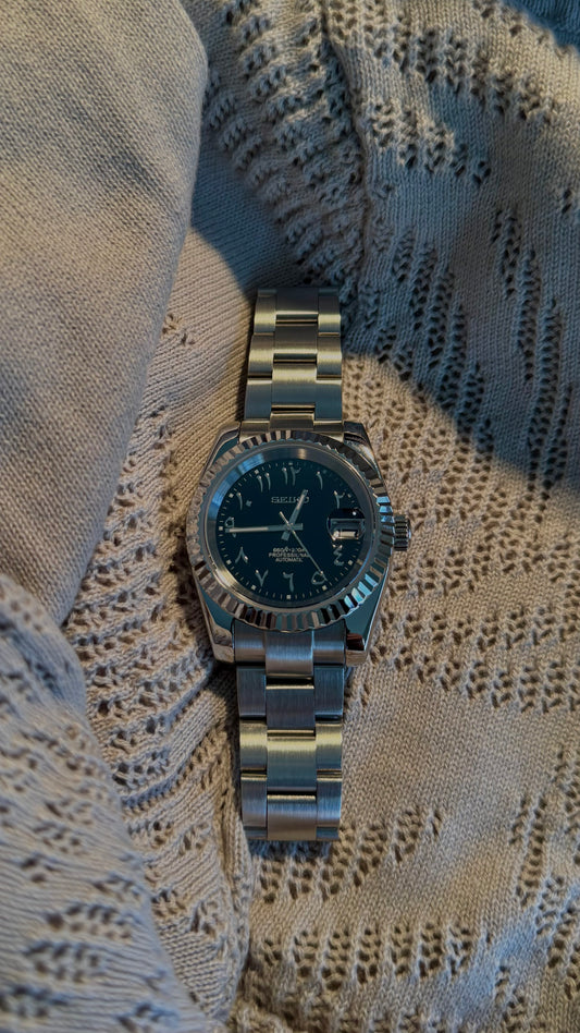 Classic Black Arabic Dial Perpetual SeikoJust