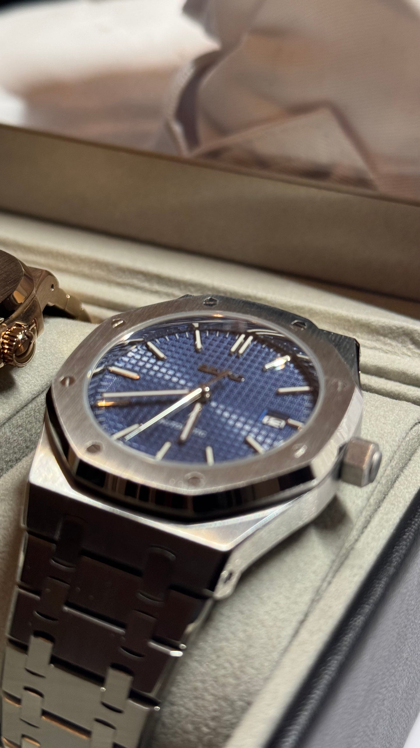 Blue Dial Perpetual Oak Stainless Steel