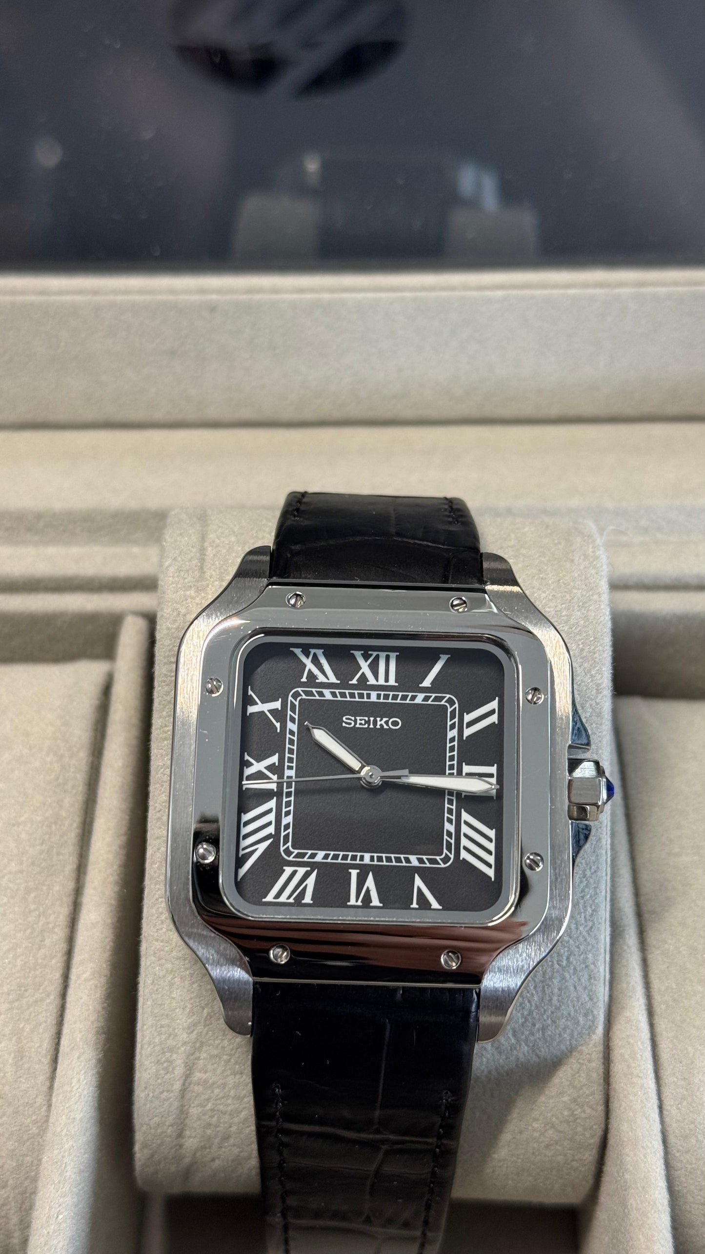 Black Dial Perpetual Santos Stainless Steel