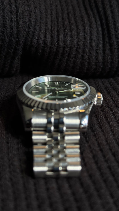 Classic Olive Green Perpetual SeikoJust Stainless Steel