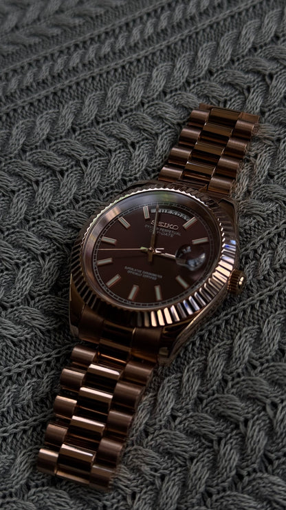 Chocolate Dial Perpetual SeikoDay Rose Gold
