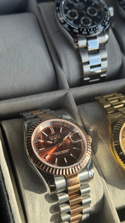 Custom S.F Chocolate Dial PerpetualDate Two Tone Rose Gold