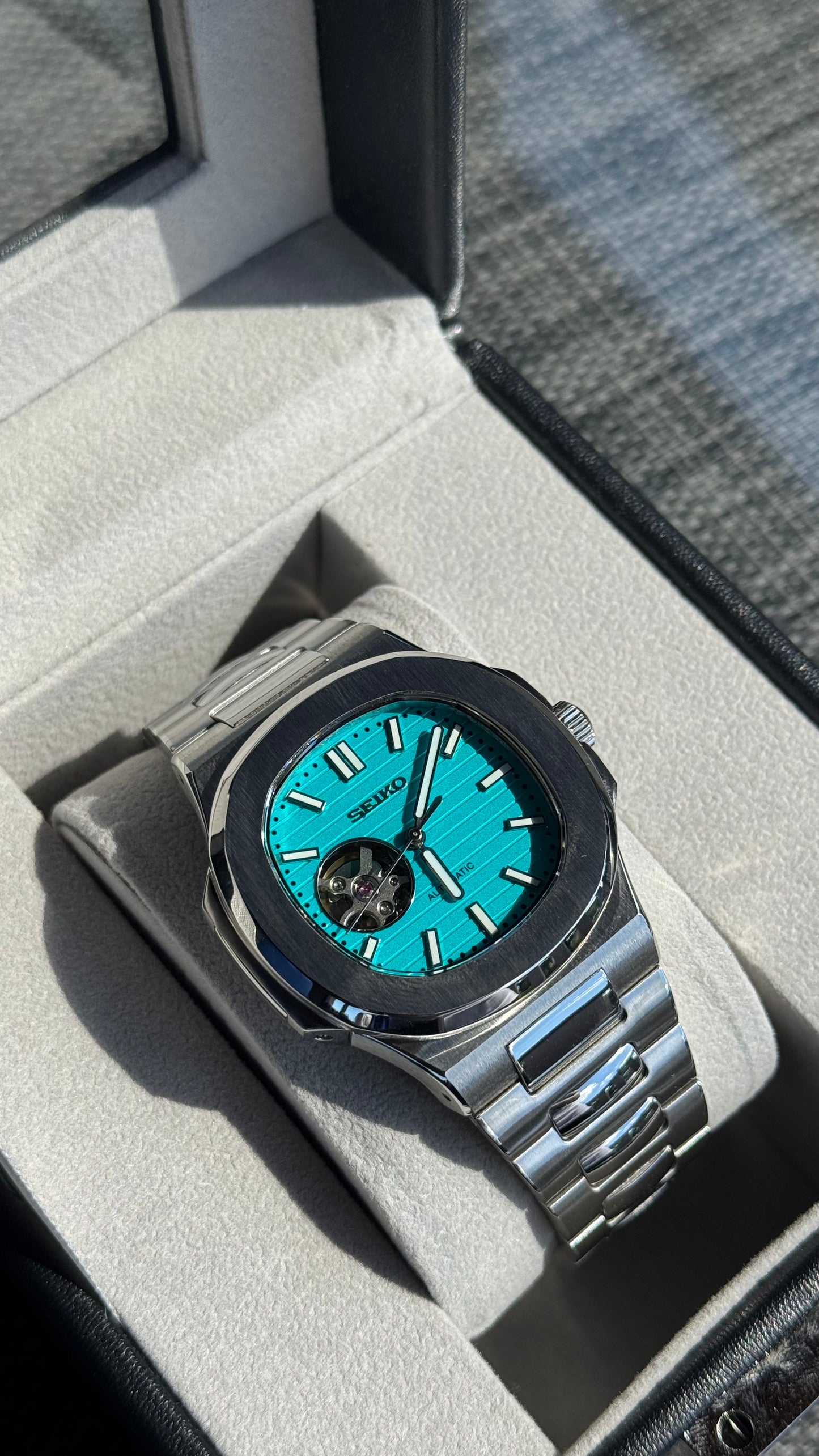 Tiffany Blue Open Heart Perpetual Nautilus Stainless Steel