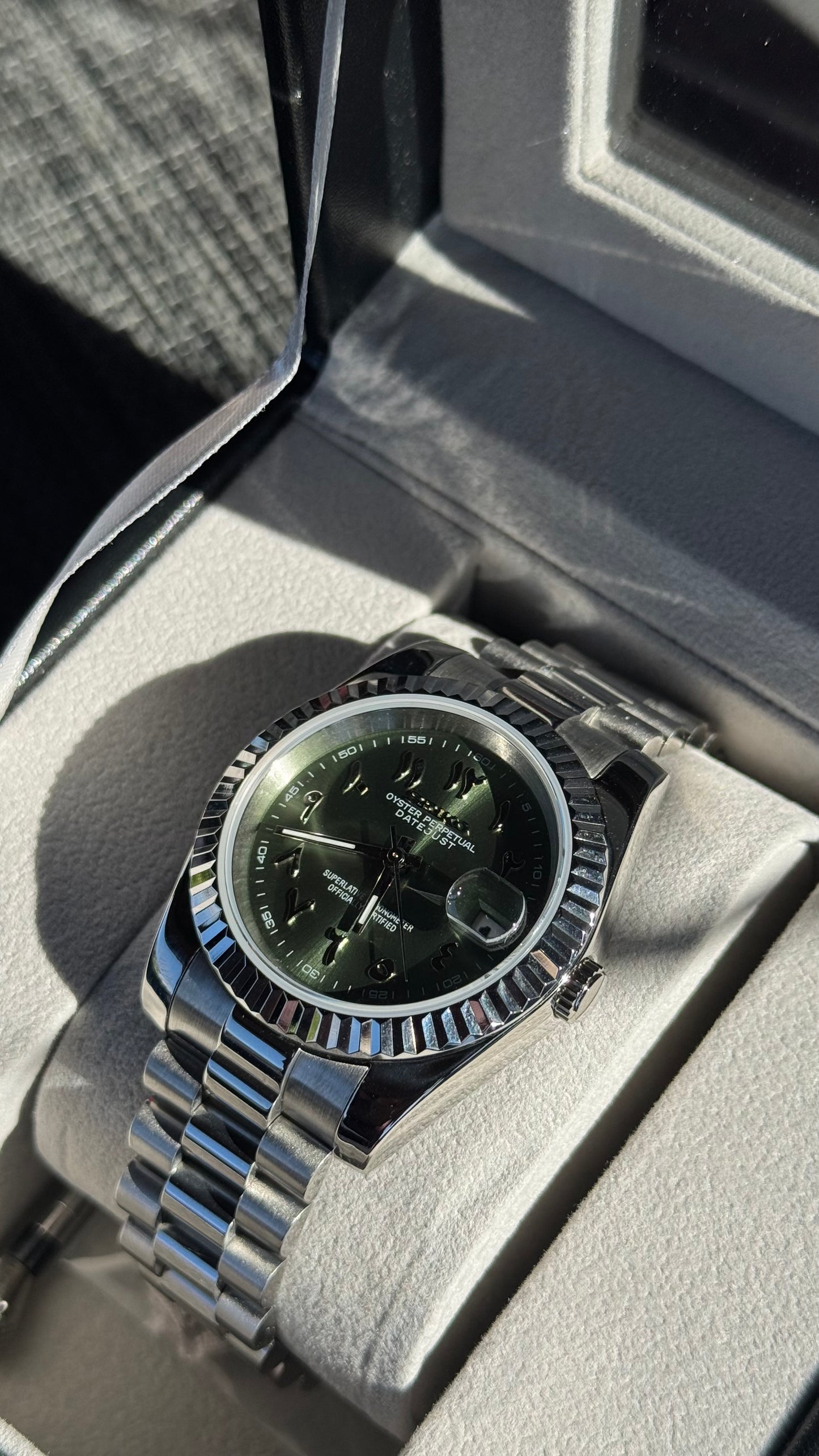 Olive Green Arabic Dial PerpetualDate Stainless Steel