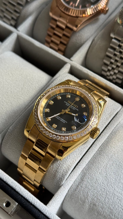 Black Diamond Dial PerpetualDate Diamond Bezel Gold