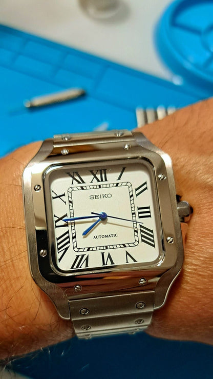 White Dial Perpetual Santos Stainless Steel