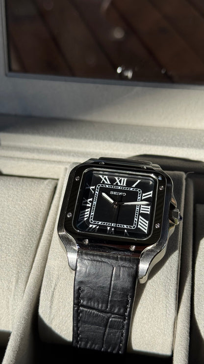 Black Dial Perpetual Santos Stainless Steel