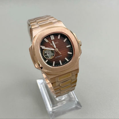 Open Heart Chocolate Perpetual Nautilus Rose Gold