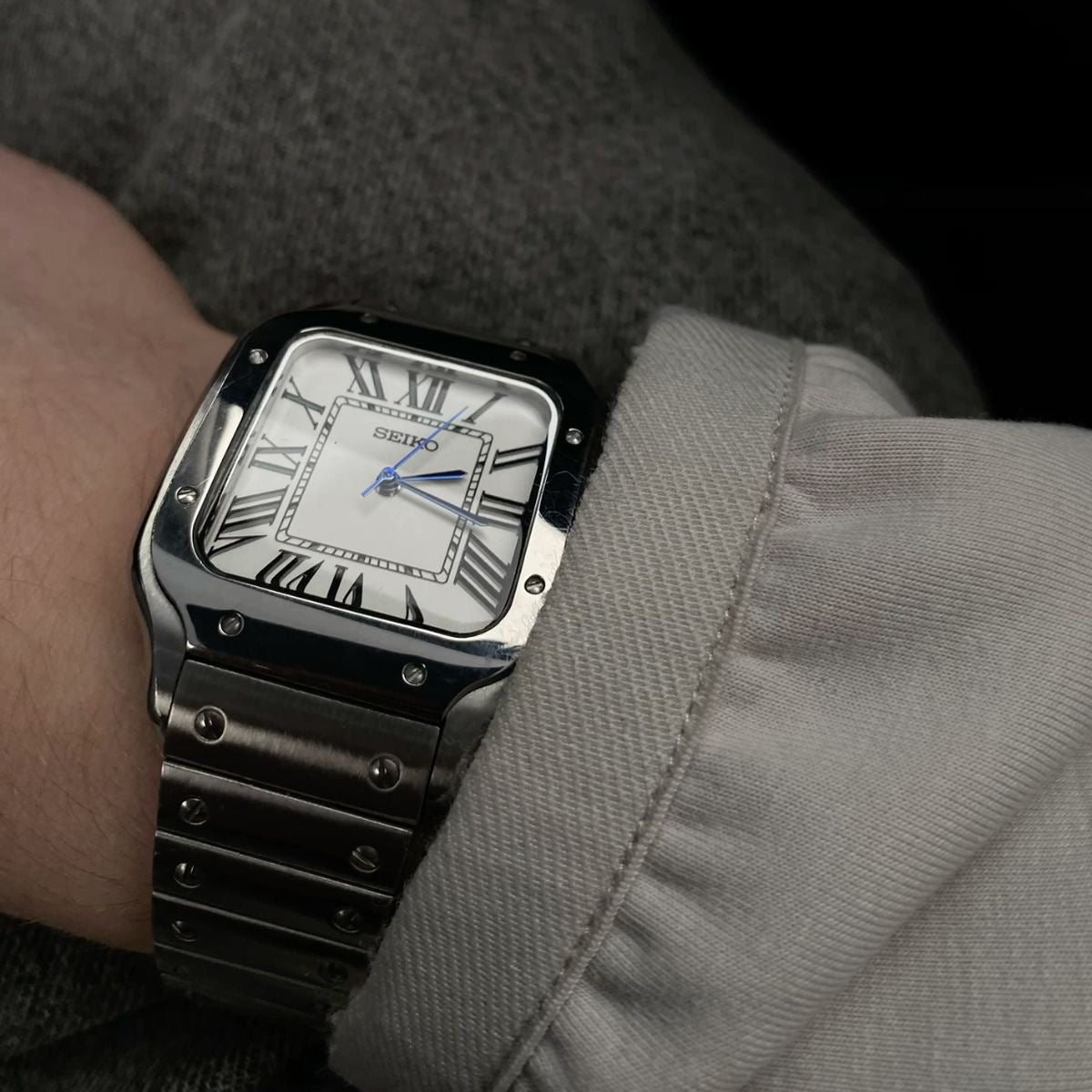 White Dial Perpetual Santos Stainless Steel